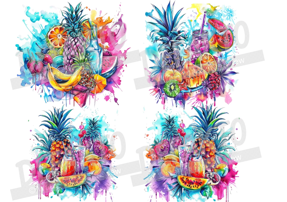 Tropical Fruit Splash Temporary Tattoo