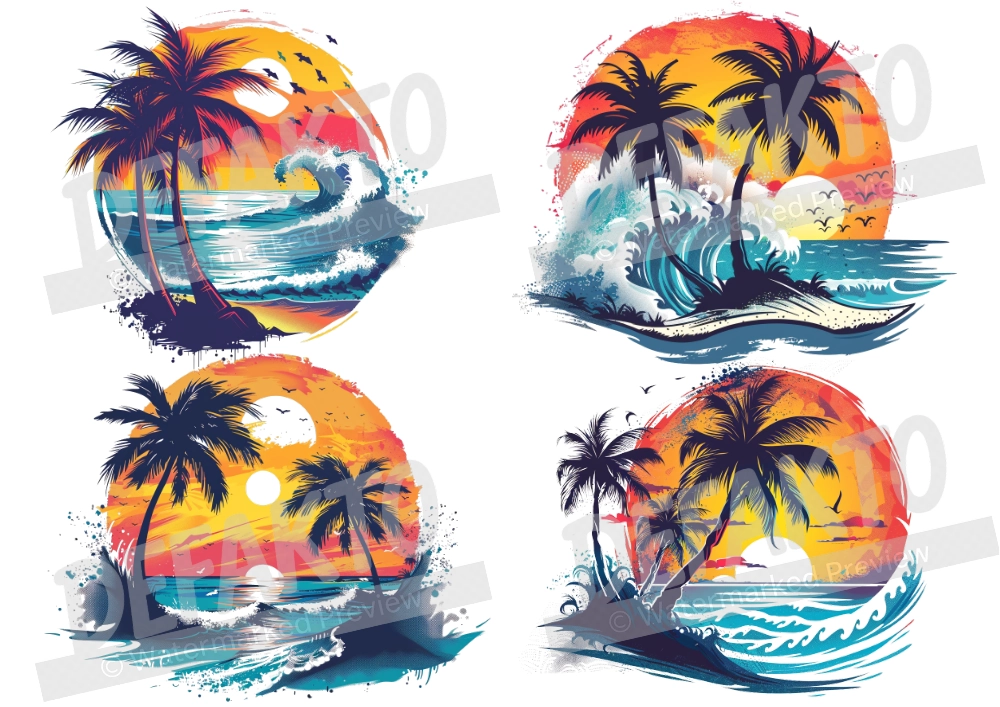 Waves & Palms Temporary Tattoo