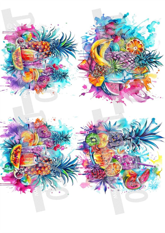 Tropical Fruit Splash Temporary Tattoo
